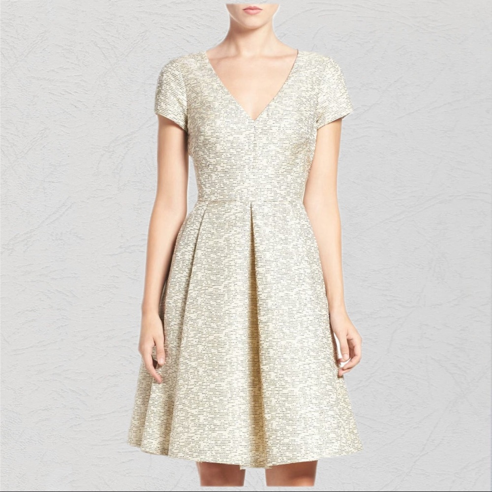 Eliza J Metallic Jacquard Fit & Flare Dress | Size 10